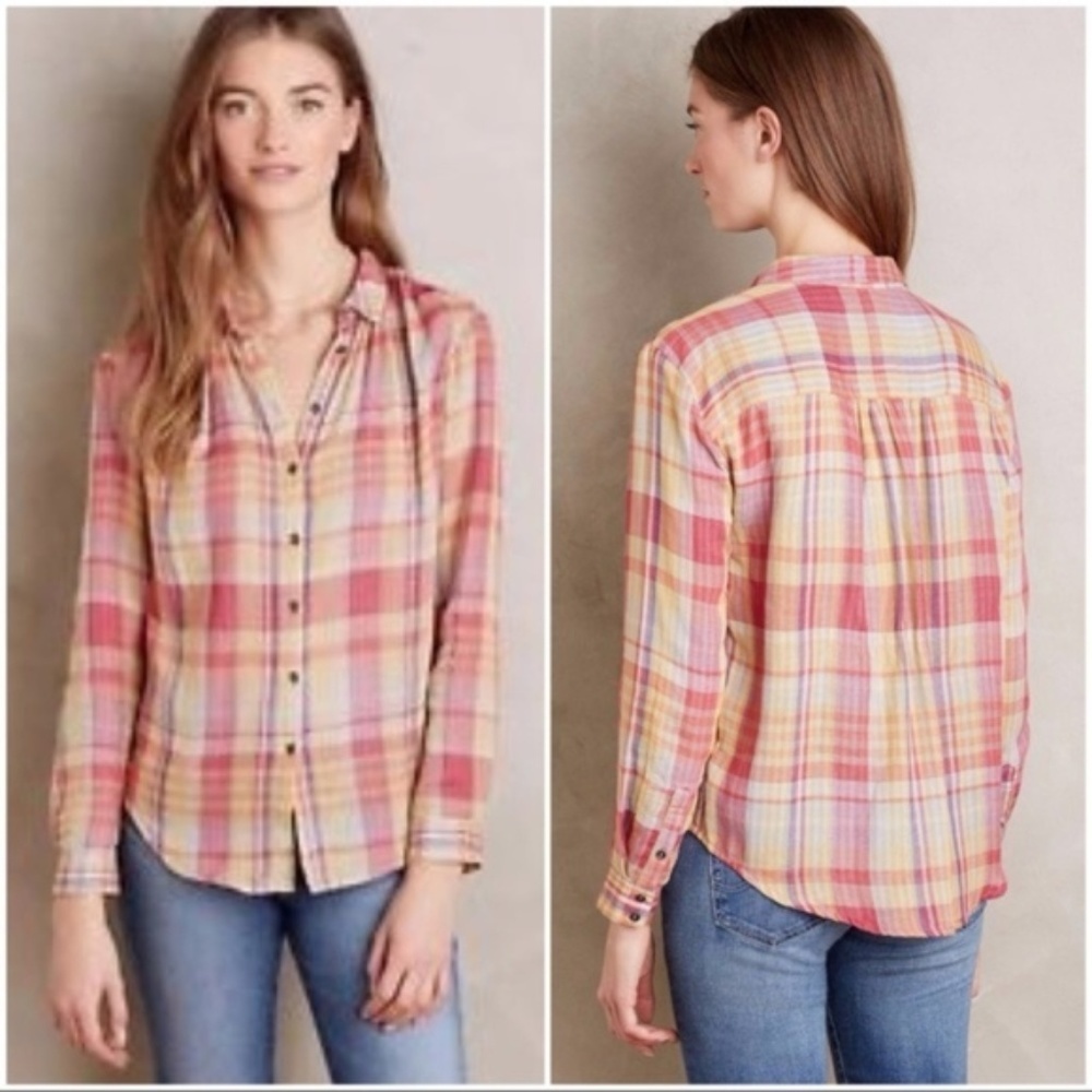 Anthro Holding Horses women 4 Gailen plaid shirt longโ sleeve western cowgirl